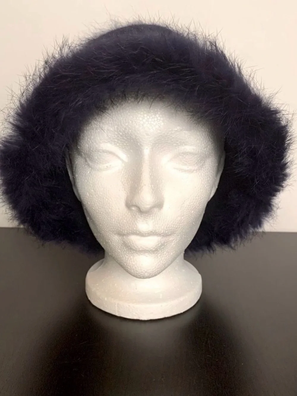 Deep Blue Rabbit/Angora Wool Blend Hat - Picture 3 of 7